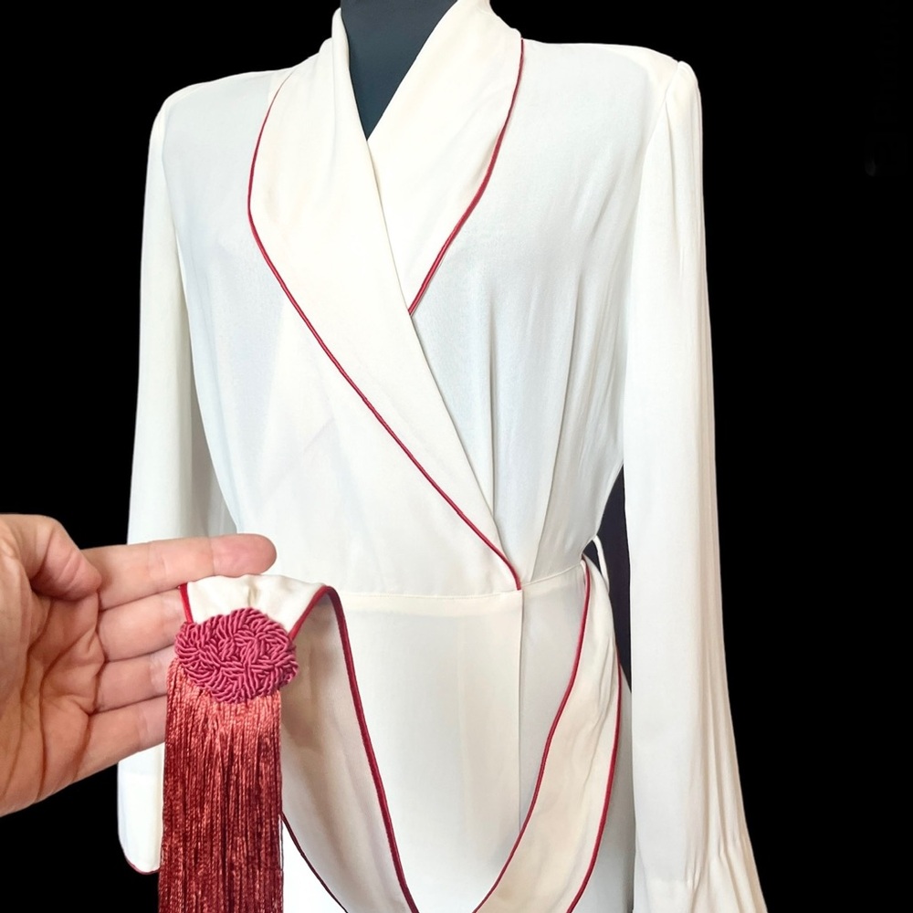 SOLD 1940s Robe Gown Vintage Bridal Wedding Night Luxurious Crepe Lingerie Tula - Picture 4 of 10